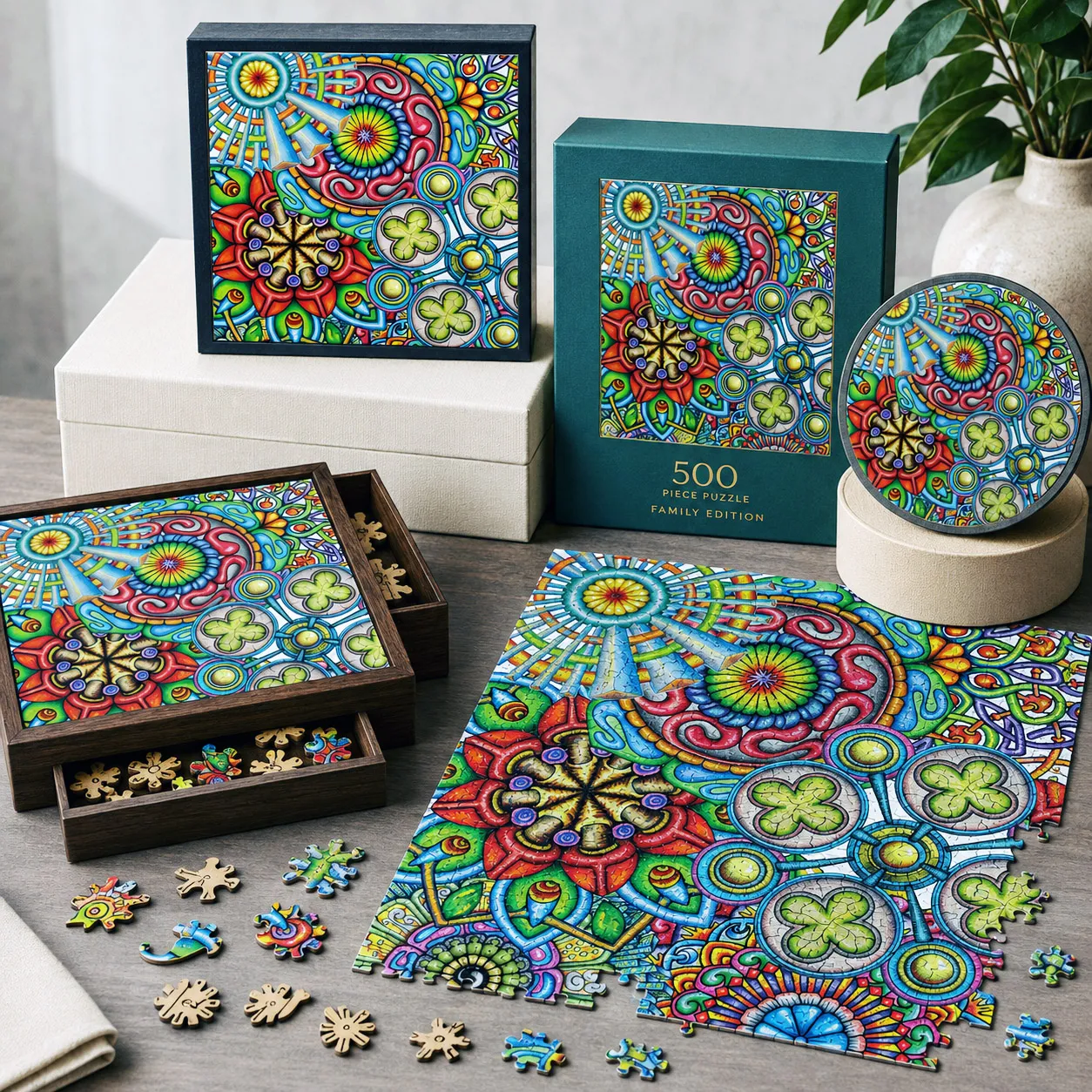 Jigsaw puzzle collection featuring Mandala Collage 6.