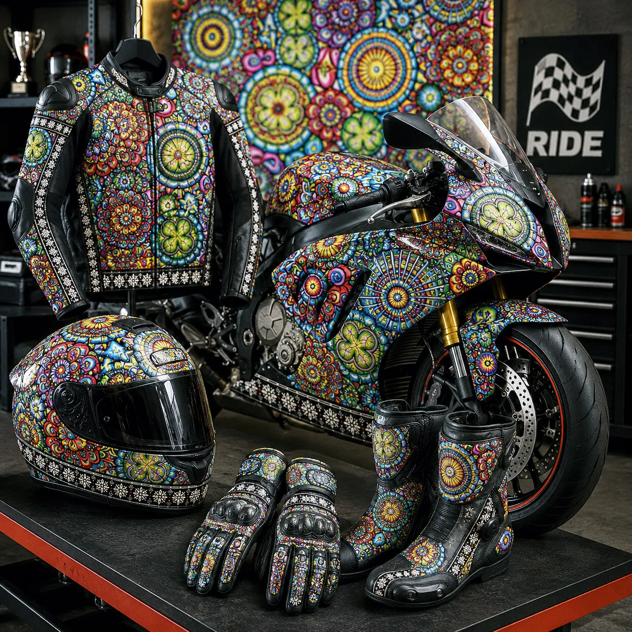 Motorsports collection featuring Mandala Collage 6.