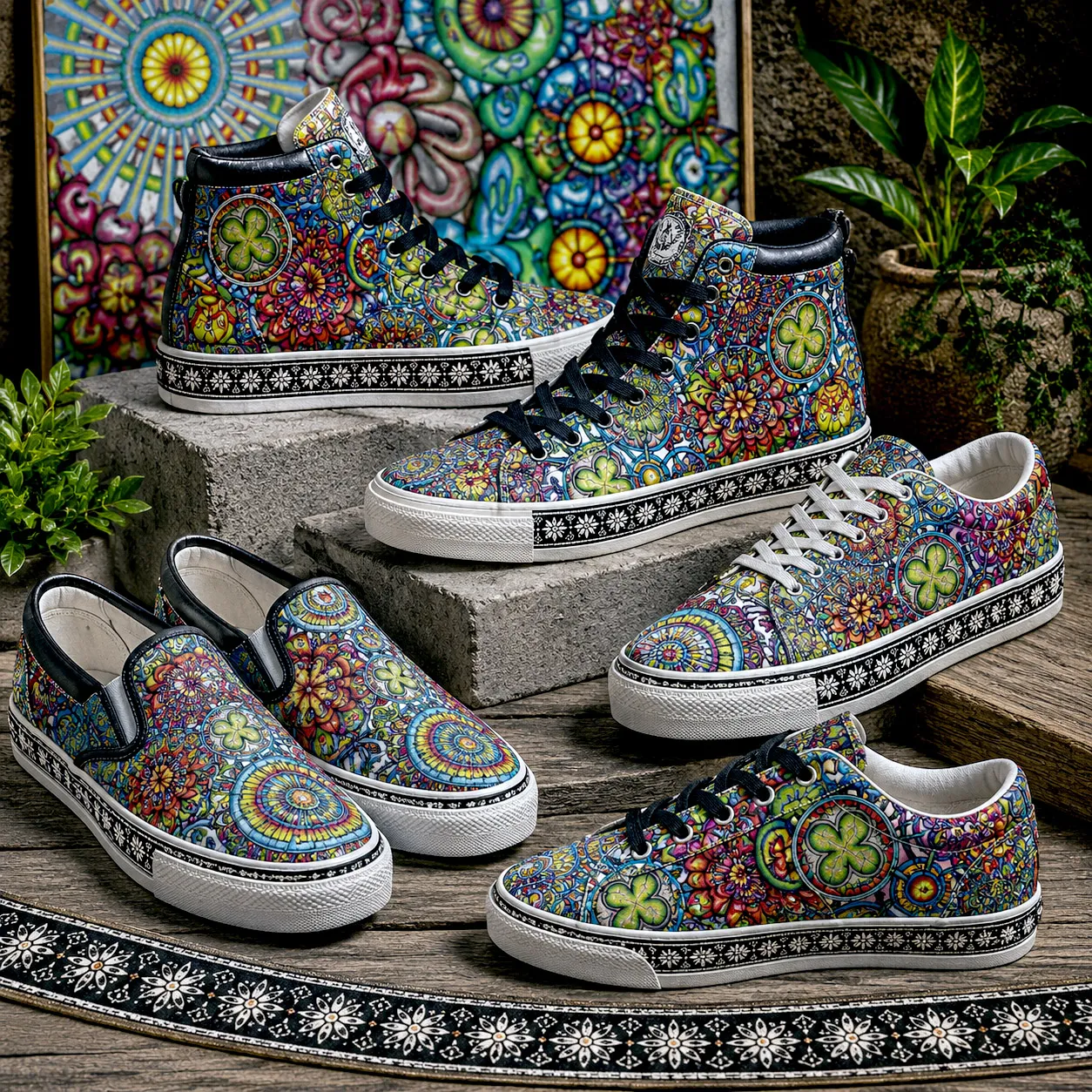 Premium footwear featuring Mandala Collage 6.