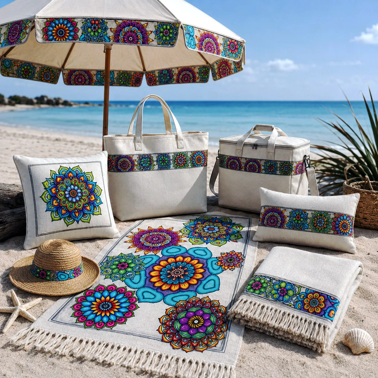 Beach products featuring Mandala Collage 4.