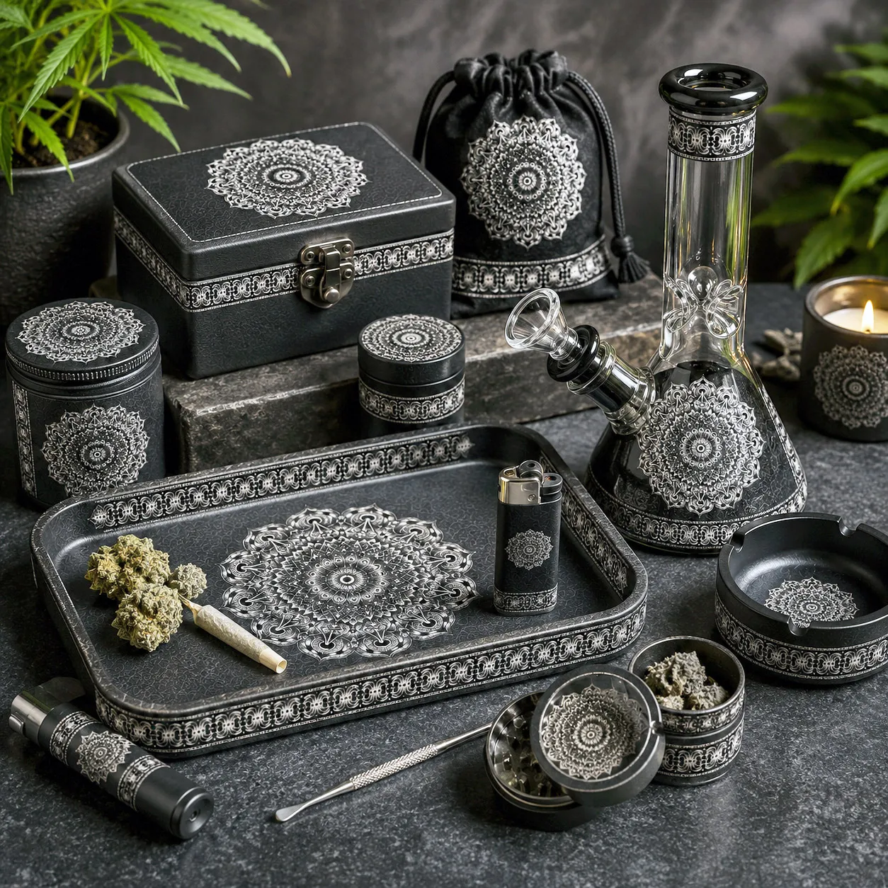 Premium cannabis accessories featuring the Interconnection design system.