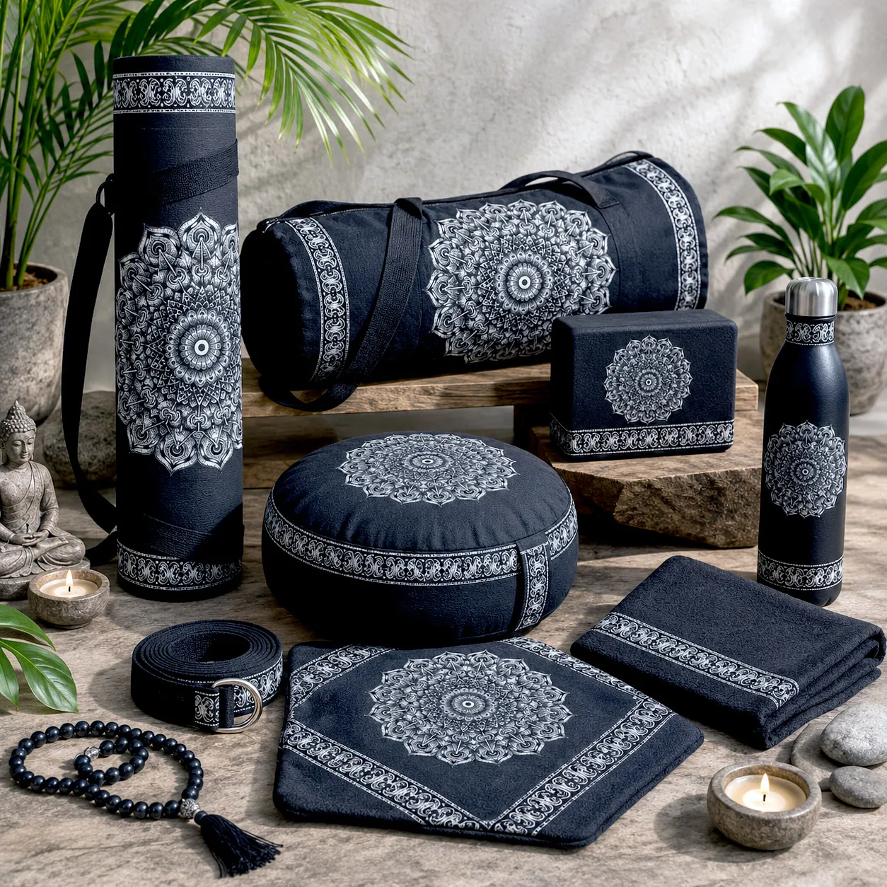Yoga, meditation, and wellness products featuring the Interconnection design system.