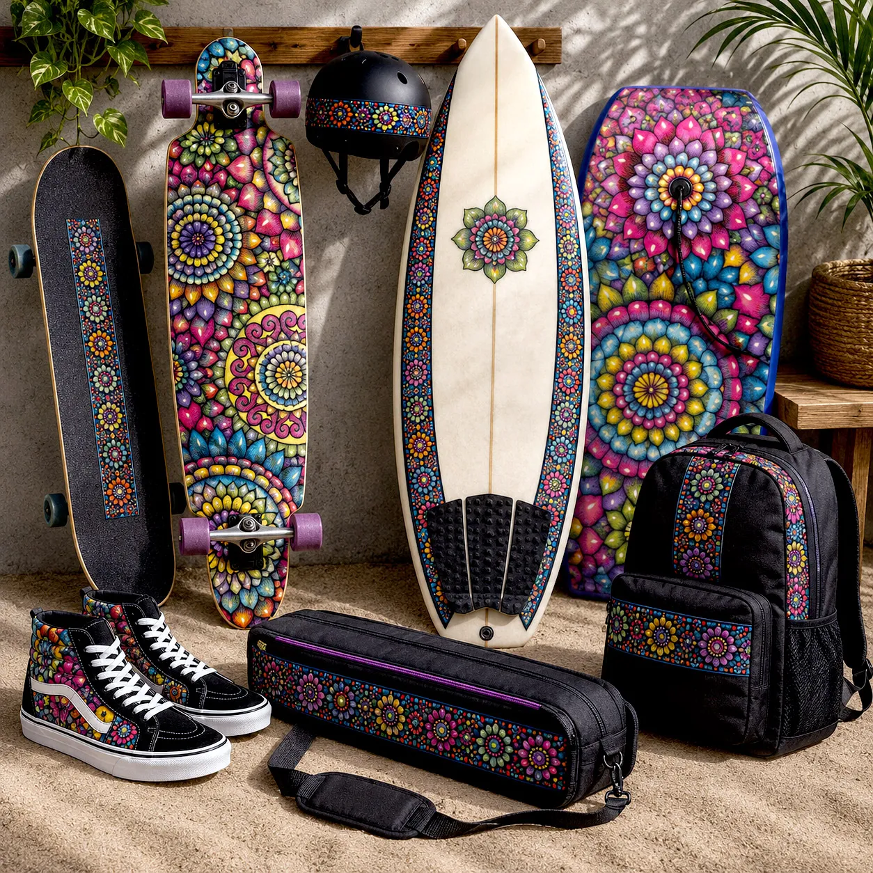 Board sports collection featuring Mandala Collage 2.