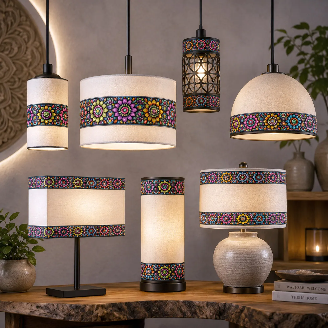 Contemporary lighting featuring Mandala Collage 2.