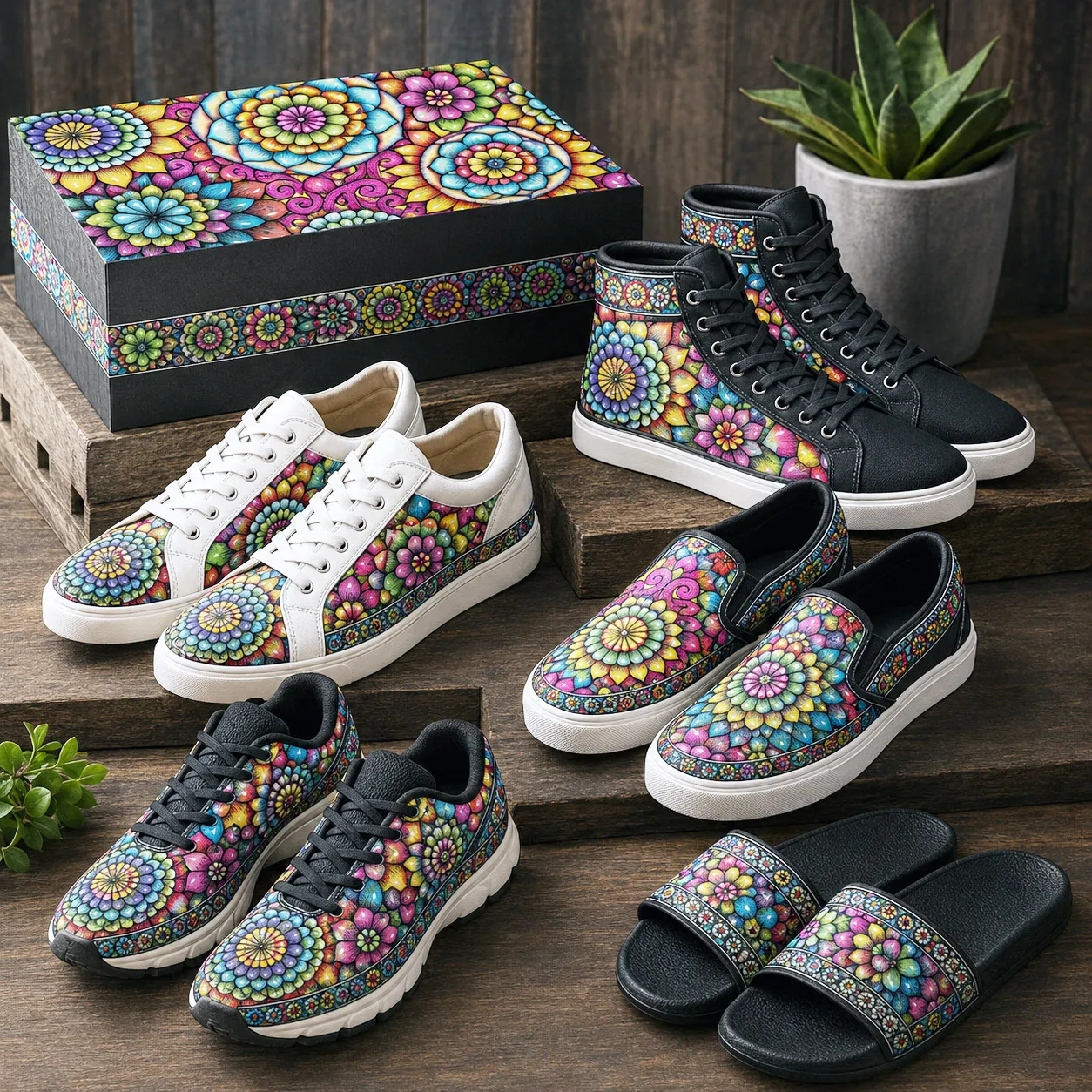 Premium footwear featuring Mandala Collage 2.