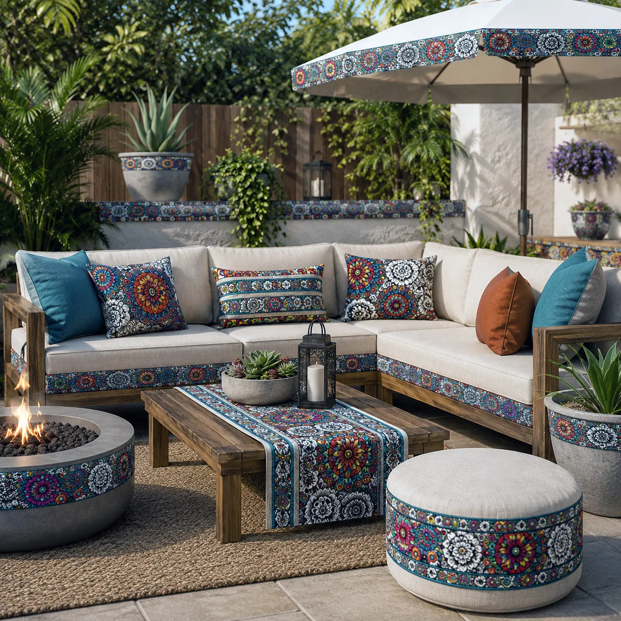 Outdoor living products featuring Mandala Collage 1.