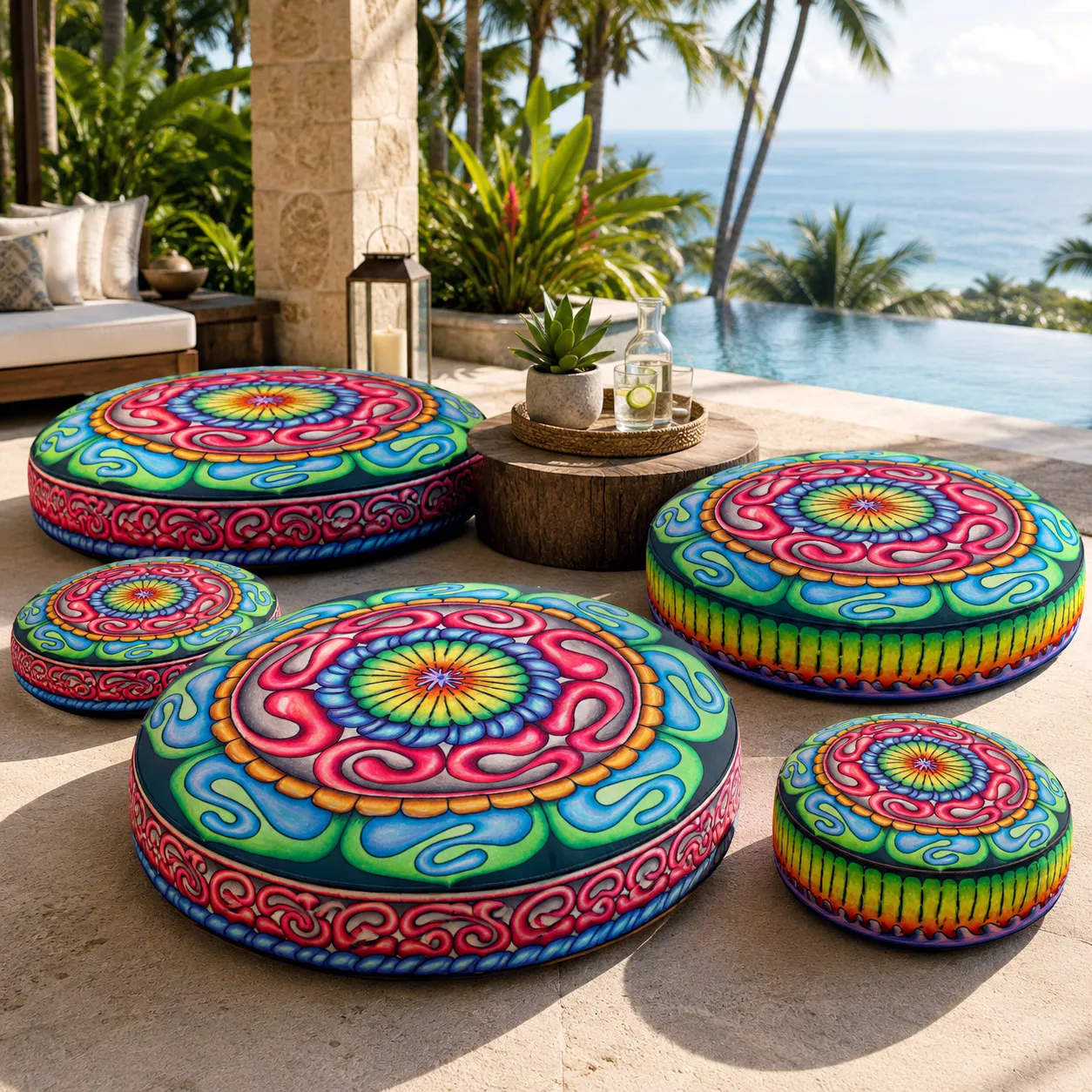 Outdoor Living: Grounded Core artwork applied to coordinated outdoor living furnishings and accessories
