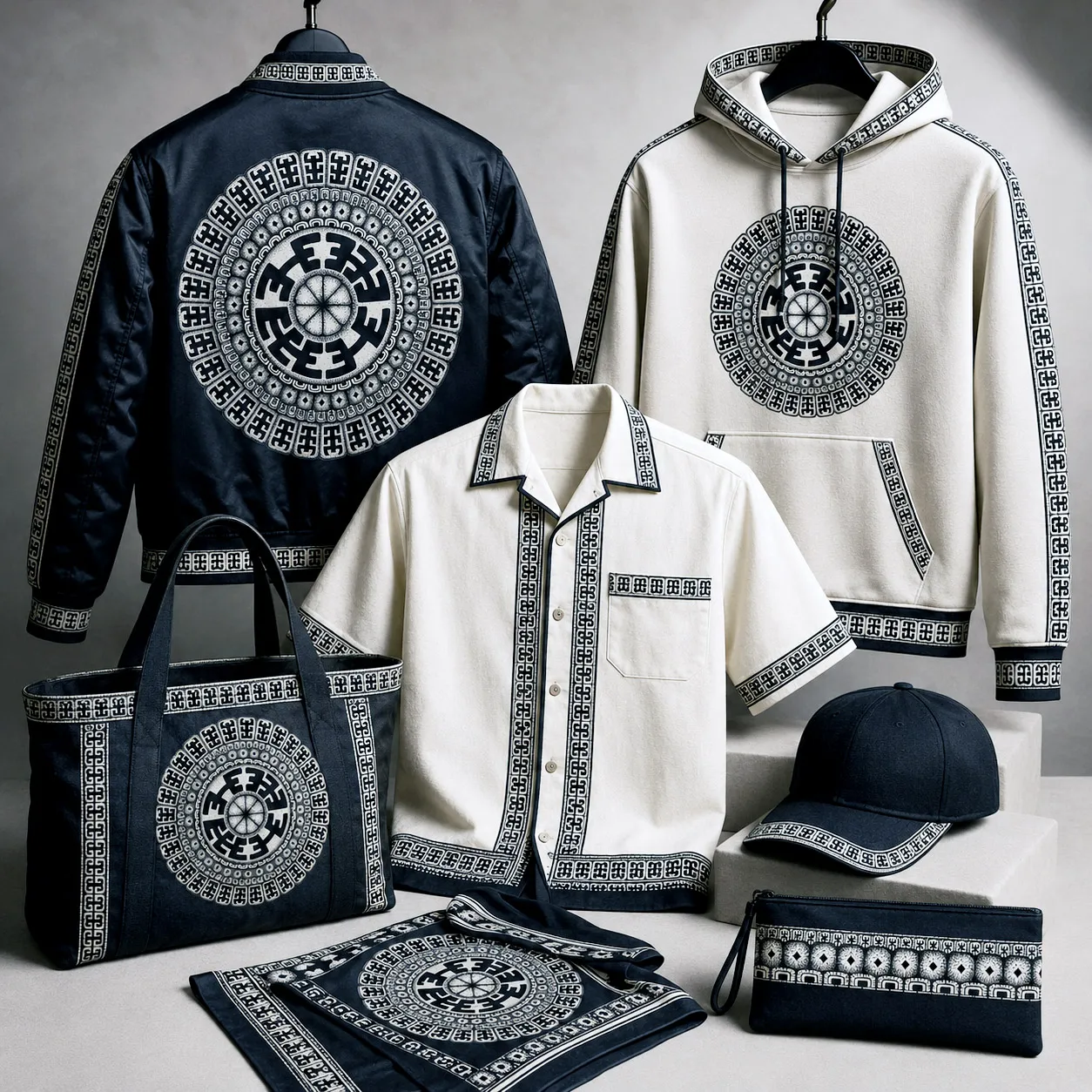 Apparel featuring the Komo design system.
