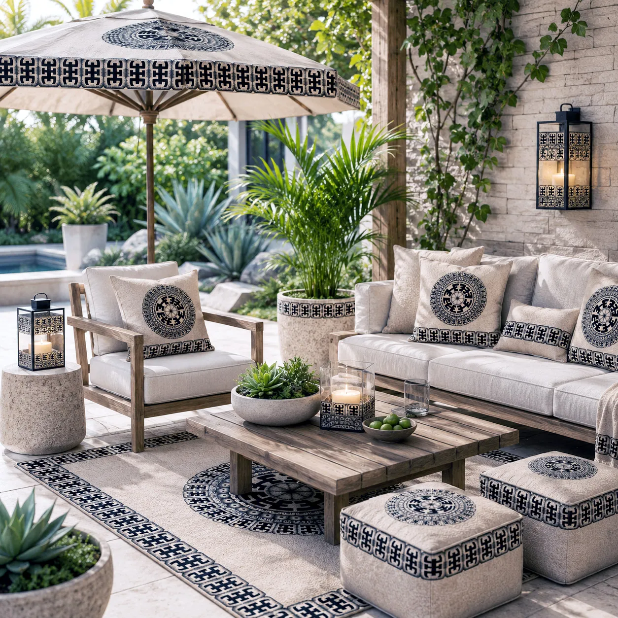 Outdoor living products featuring the Komo design system.