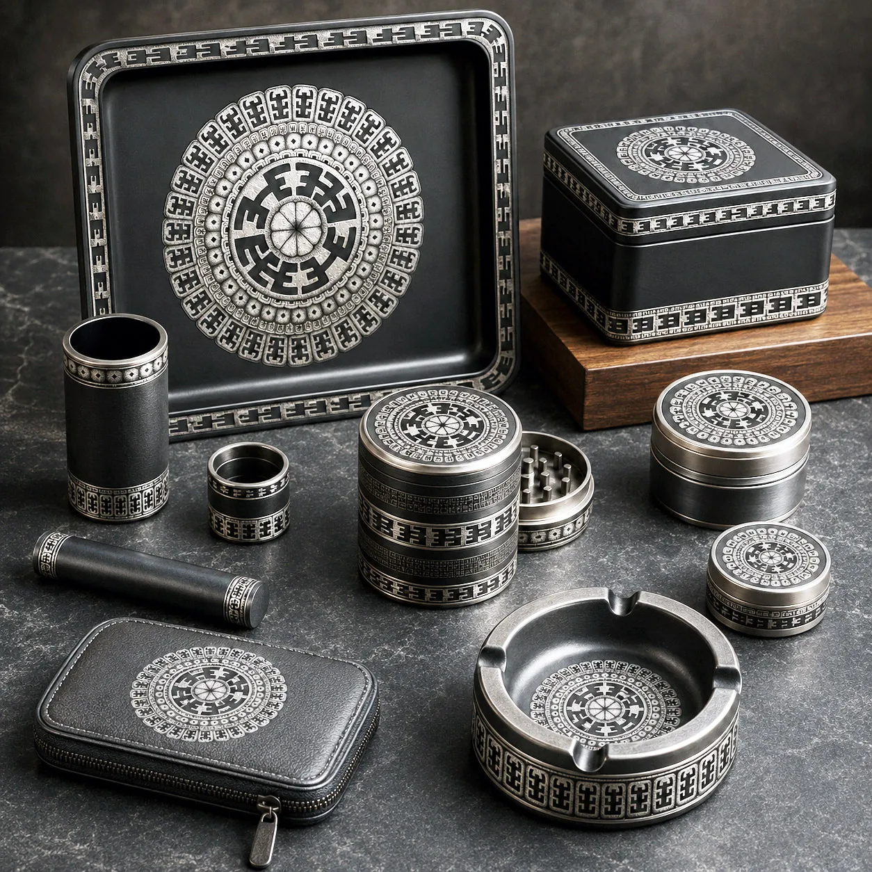 Premium cannabis accessories featuring the Komo design system.