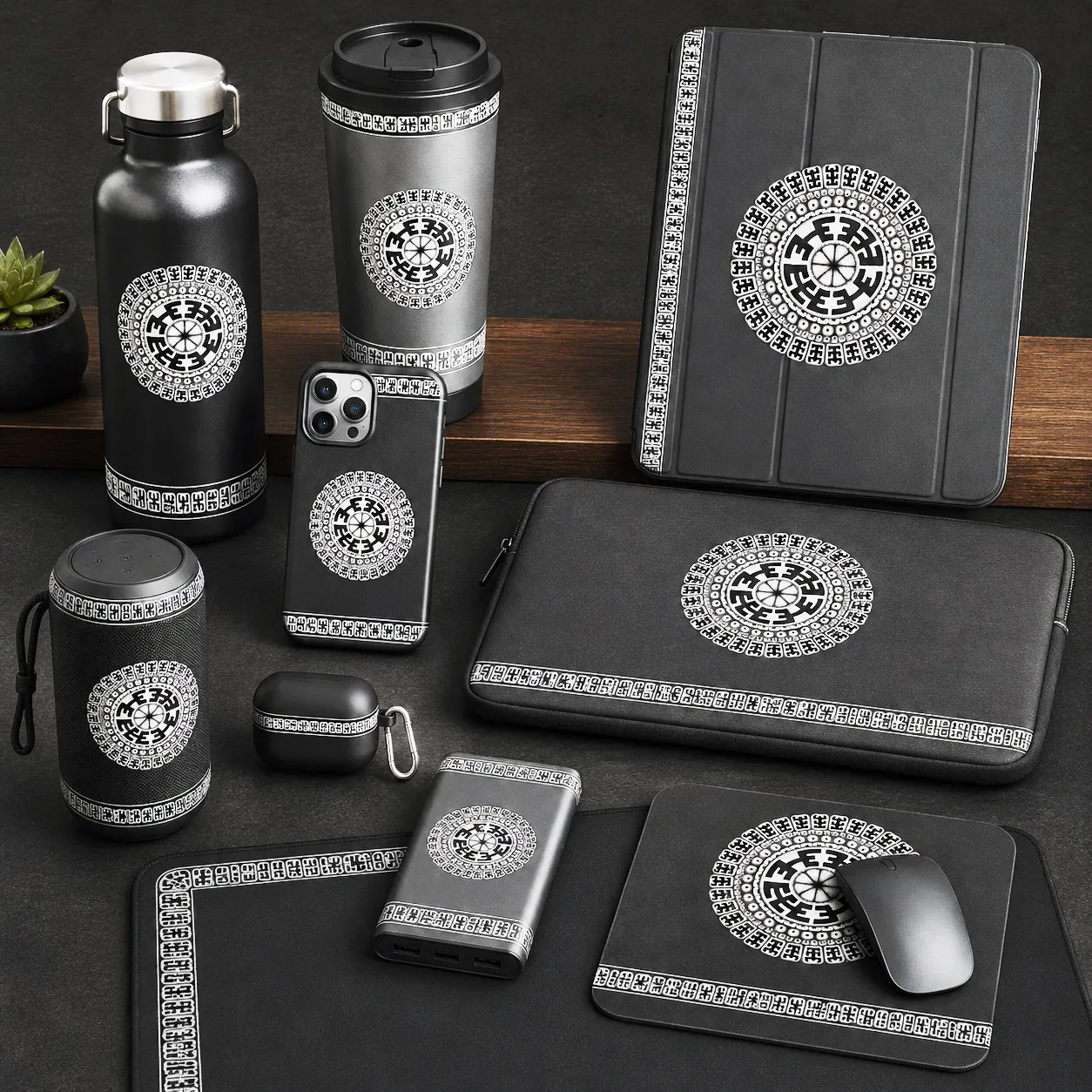 Tech and personal accessories featuring the Komo design system.