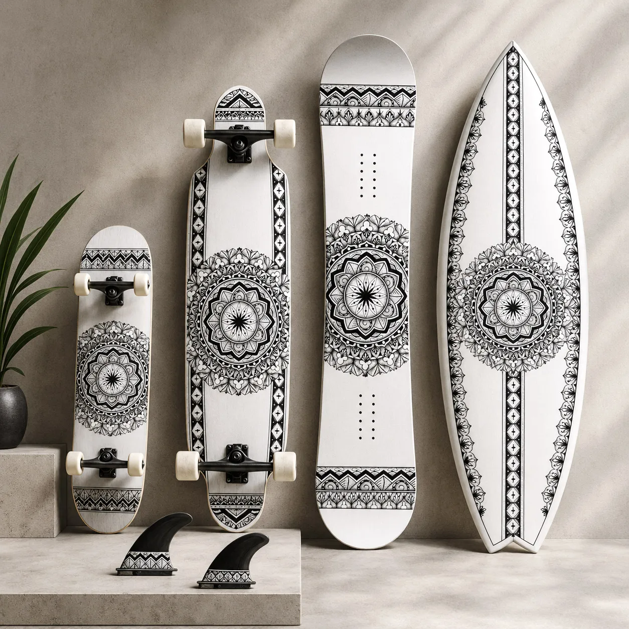 Board sports collection featuring the Rhythmic Pulse design system.