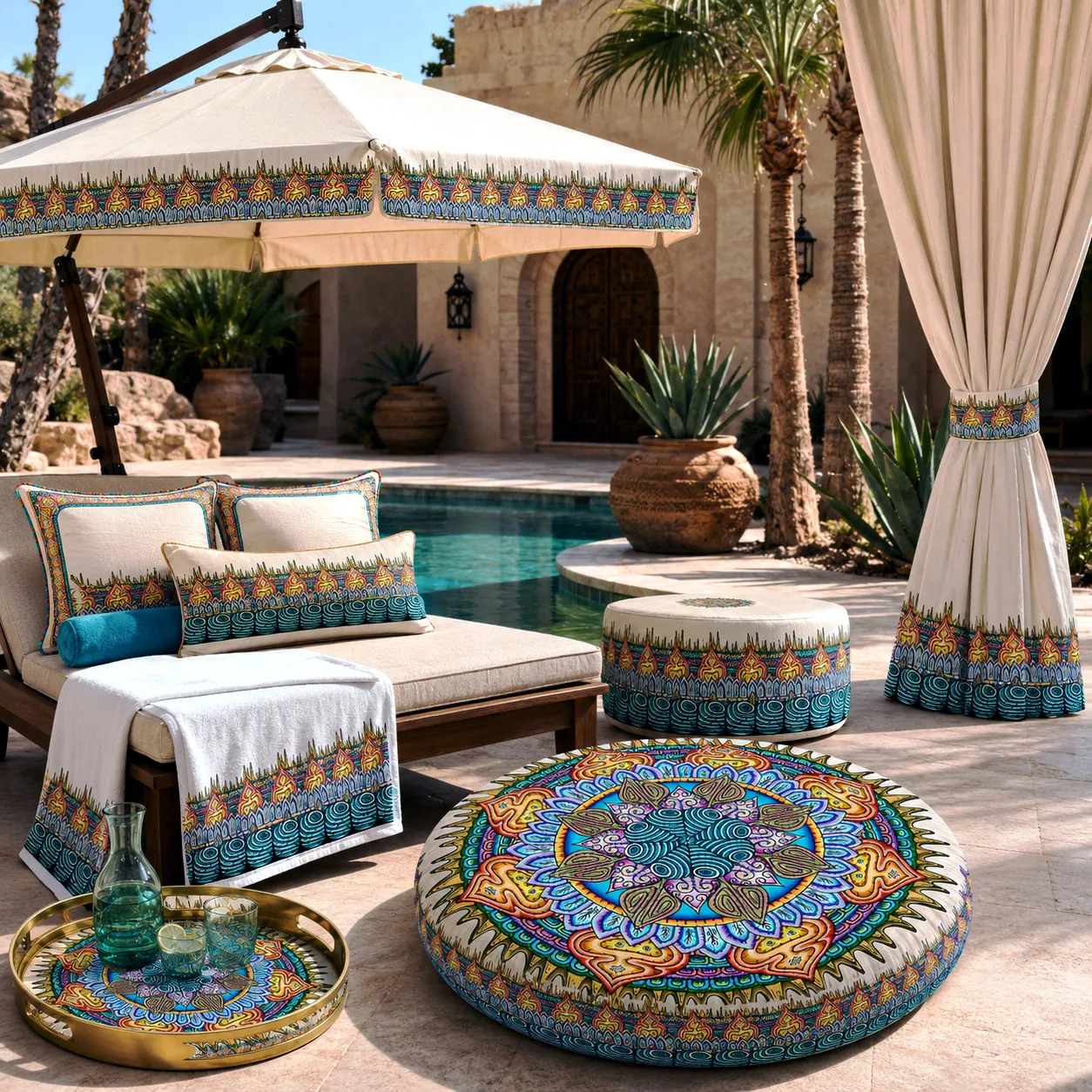 Outdoor living products featuring the Desert Flame design system.
