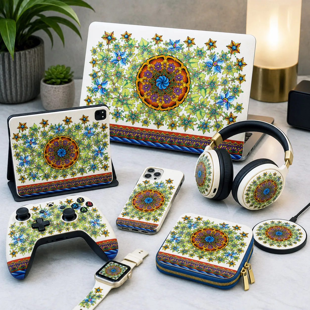 Tech, gaming, and personal accessories featuring the Wall Flowers design system.