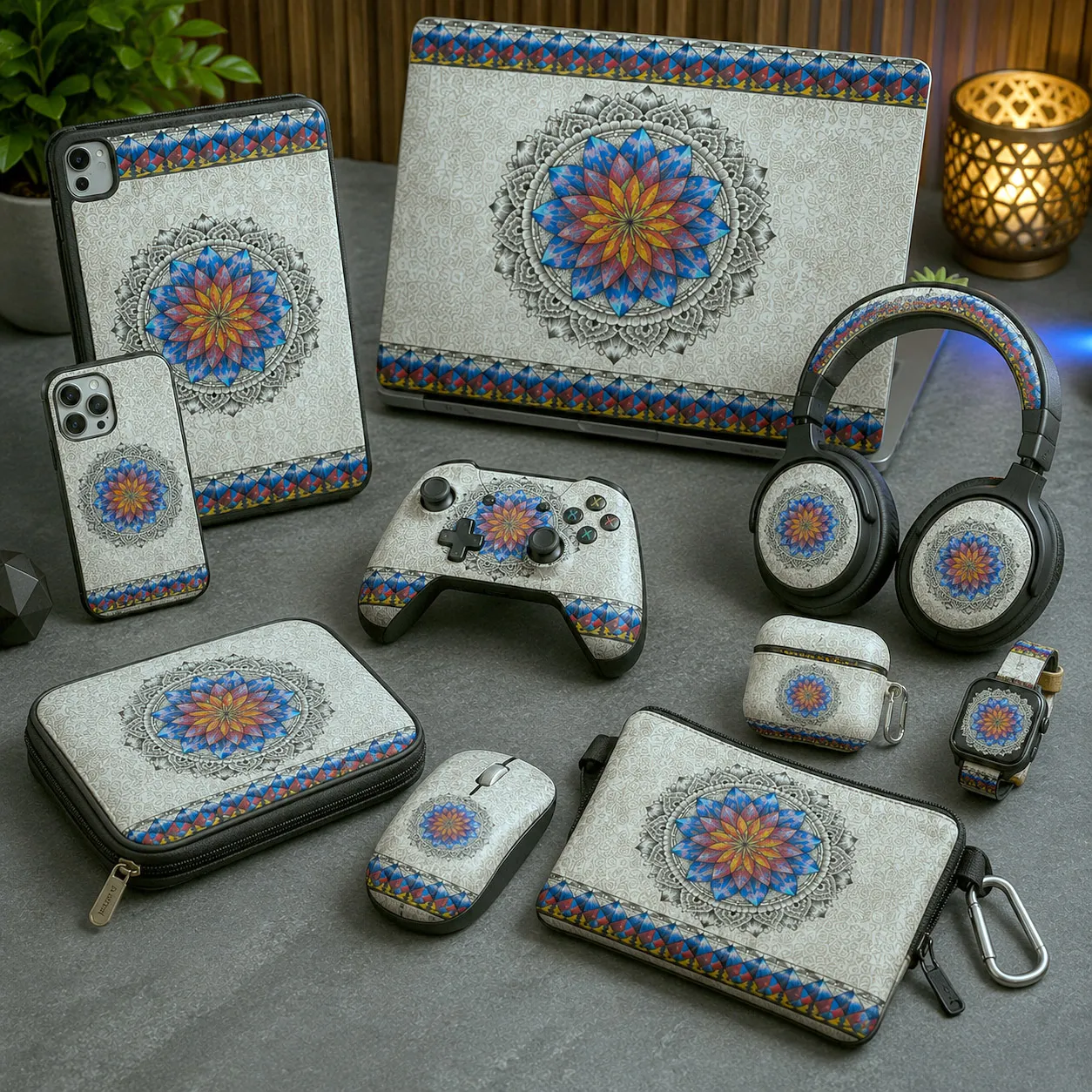Tech, gaming, and personal accessories featuring original Flowstate artwork.