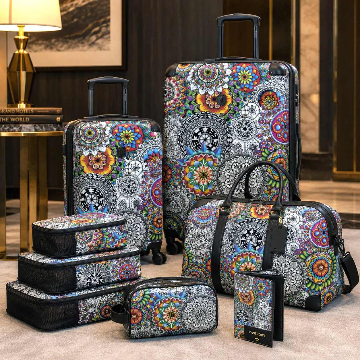 Premium luggage featuring Mandala Collage 1.