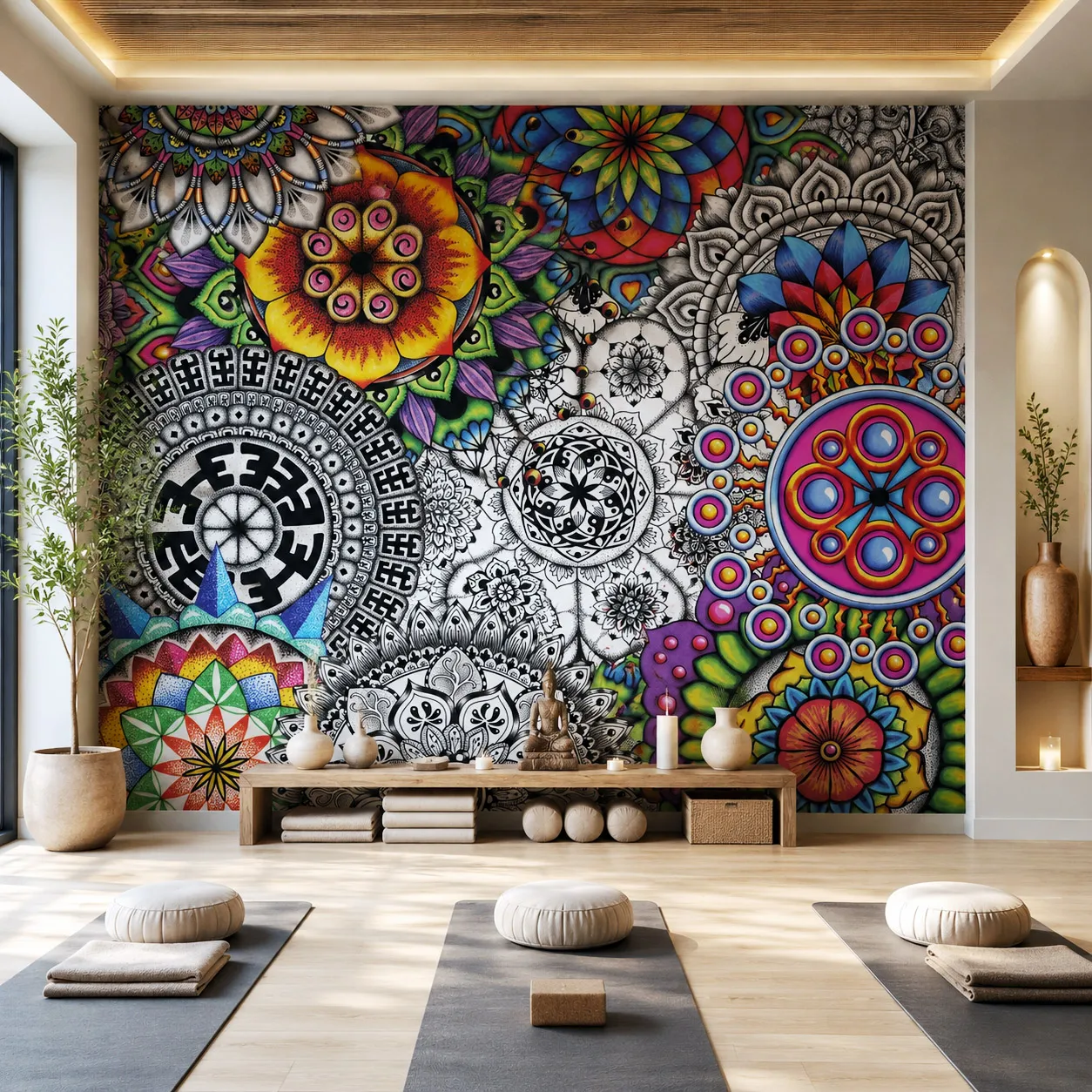 Wellness center featuring a Mandala Collage 1 wall mural.