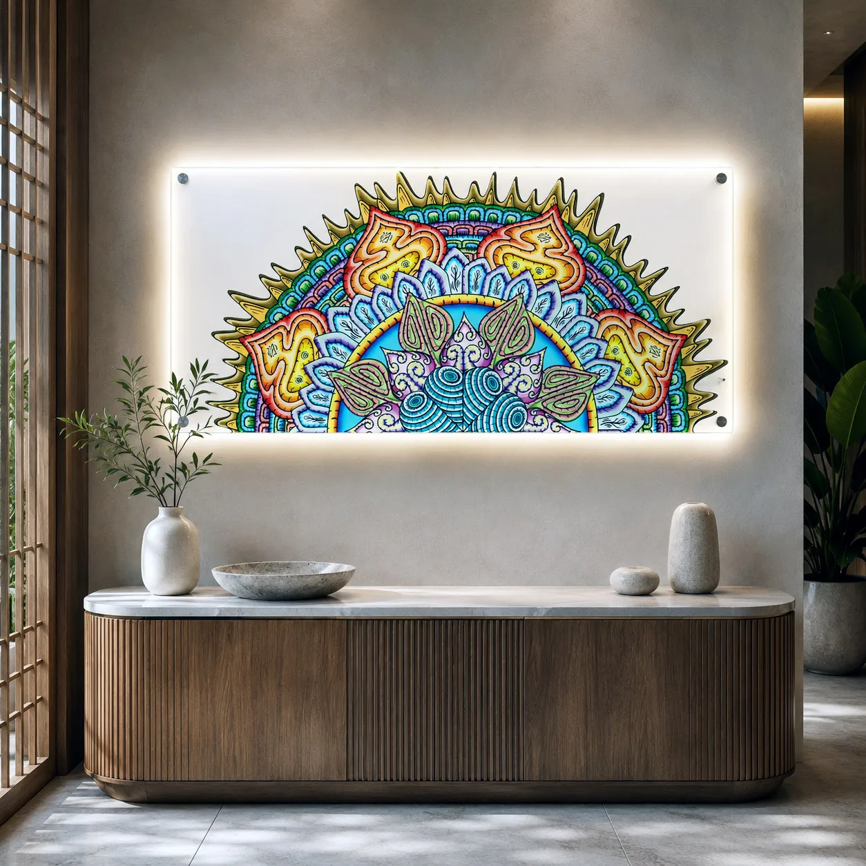 Retail lobby featuring the Desert Flame design system.