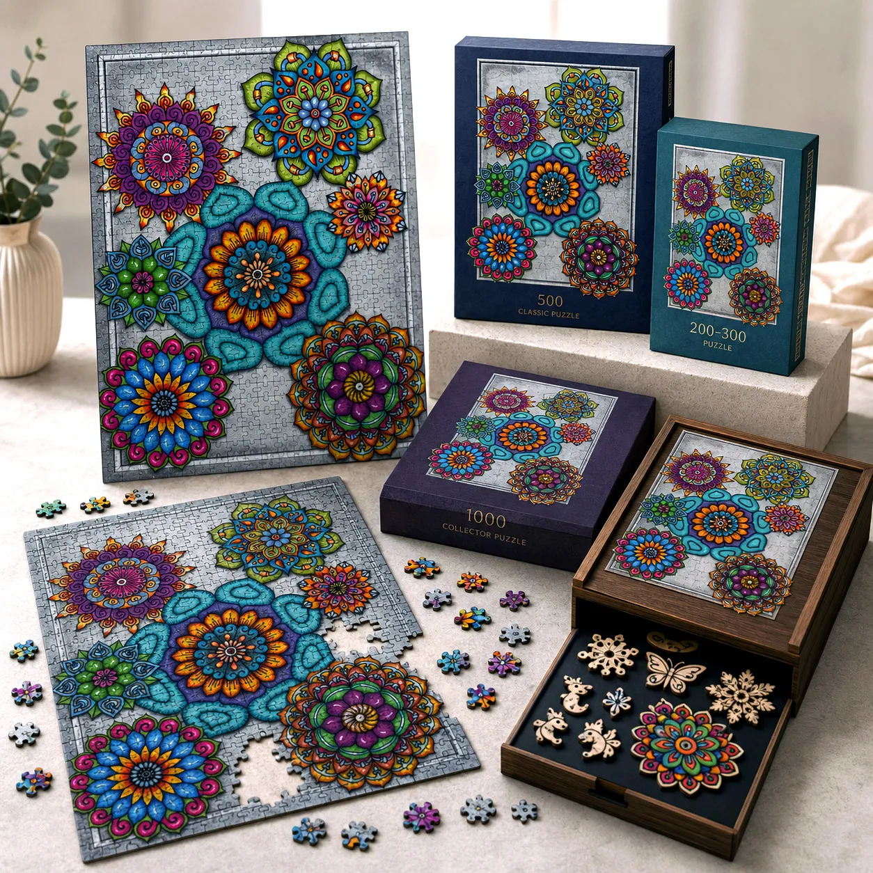 Jigsaw puzzle collection featuring Mandala Collage 4.
