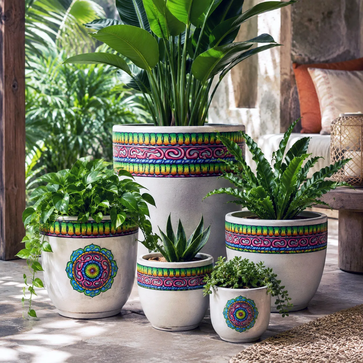 Outdoor living collection featuring original Flowstate artwork.