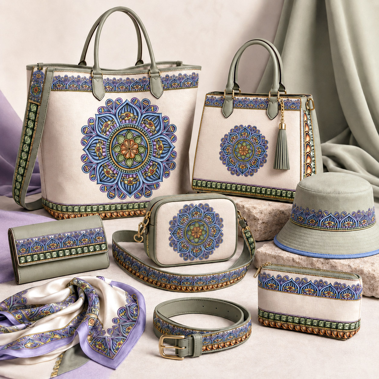 Leather goods and fashion accessories featuring the Siriusly design system.