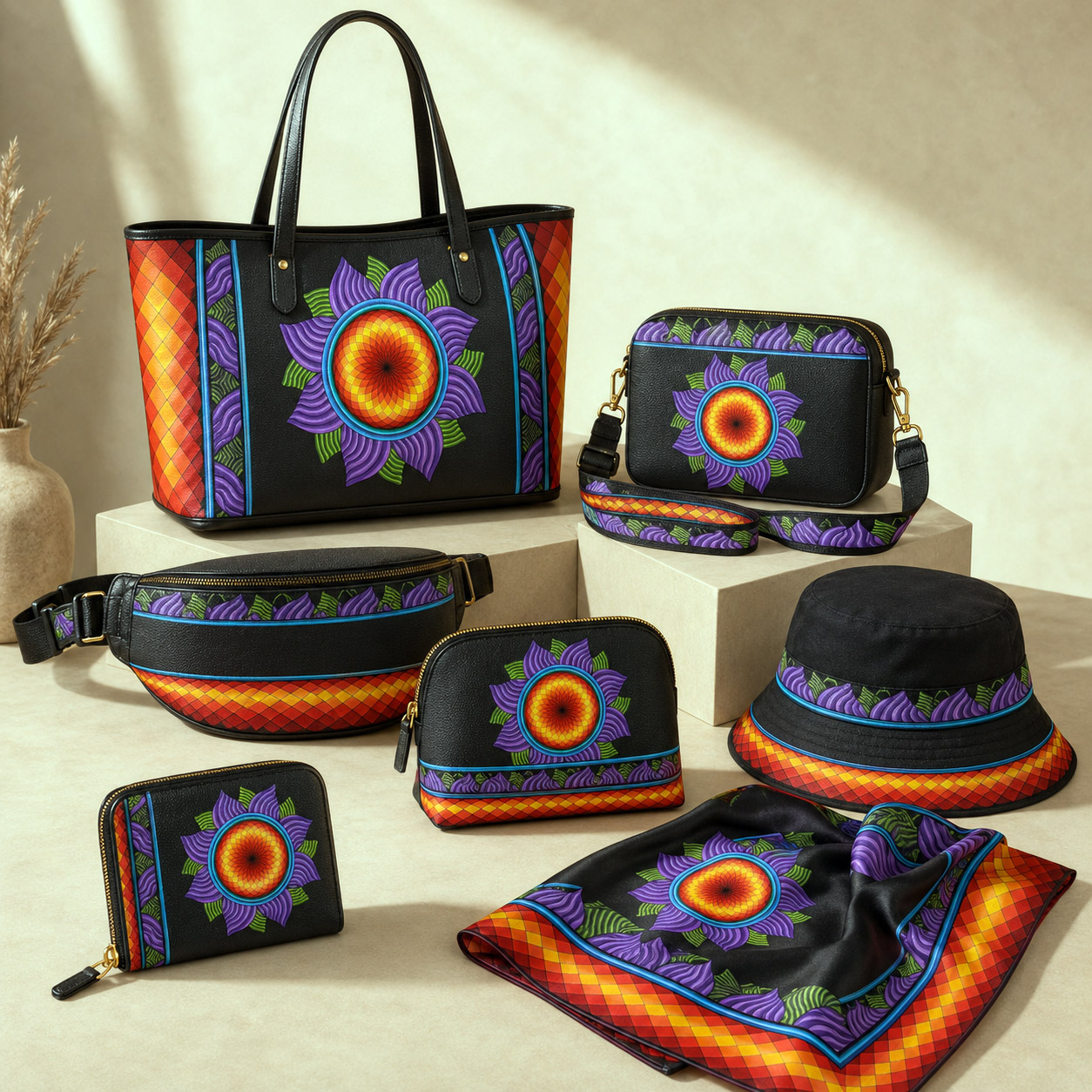 Leather goods and fashion accessories featuring the High Life design system.