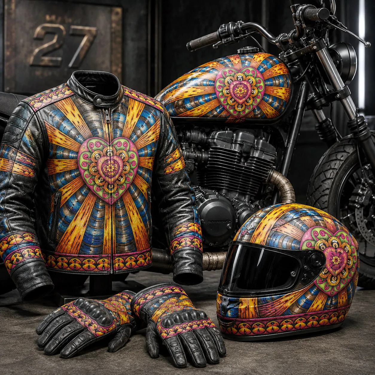 Motorsports collection featuring the Bursting Heart design system.