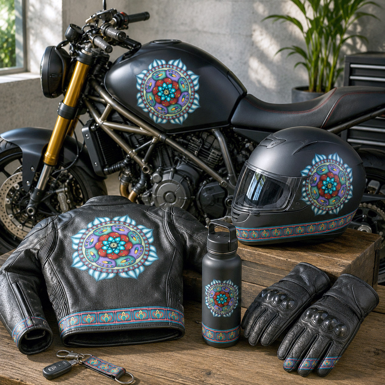 Motorsports collection featuring the Atom Heart Flower design system.