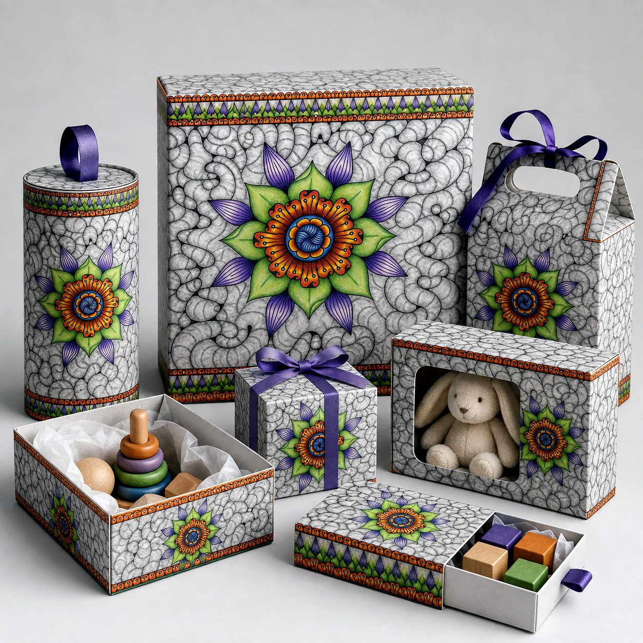 Toy packaging featuring the Ethereal design system.