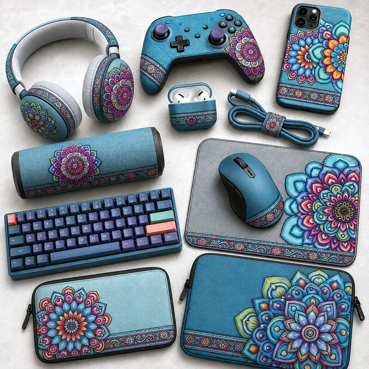 Tech and personal accessories featuring Mandala Collage 4.
