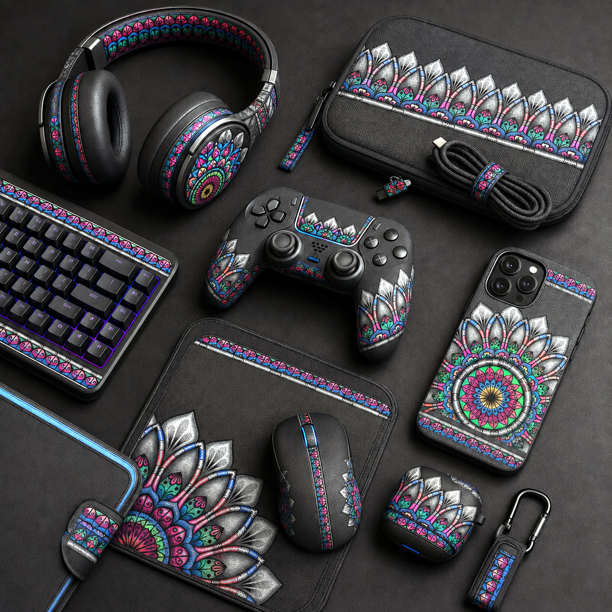 Tech, gaming, and personal accessories featuring the Radiance design system.