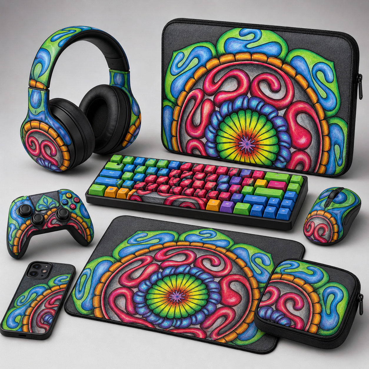 Tech, gaming, and personal accessories featuring the Grounded Core design system.