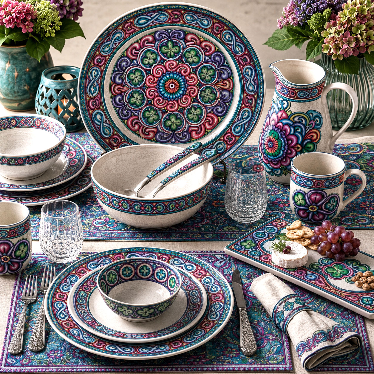 Tableware and entertaining products featuring Mandala Collage 6.
