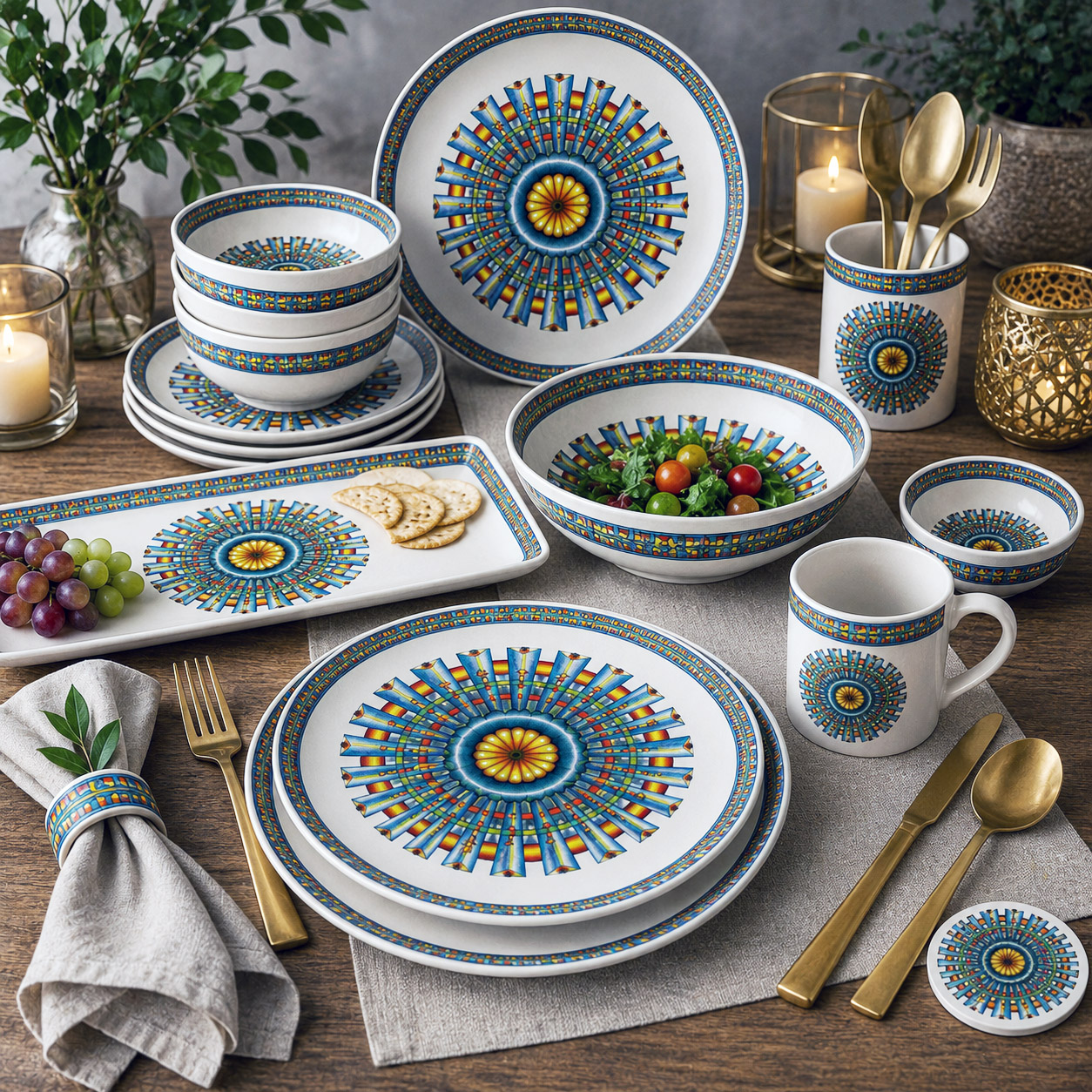 Tableware and entertaining products featuring the Spokin design system.