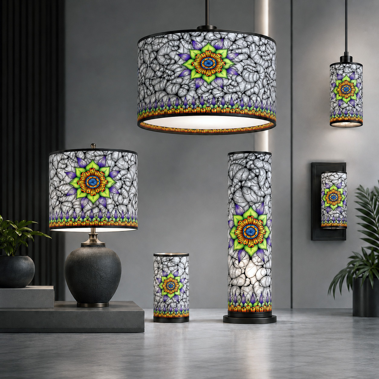 Contemporary lighting featuring the Ethereal design system.