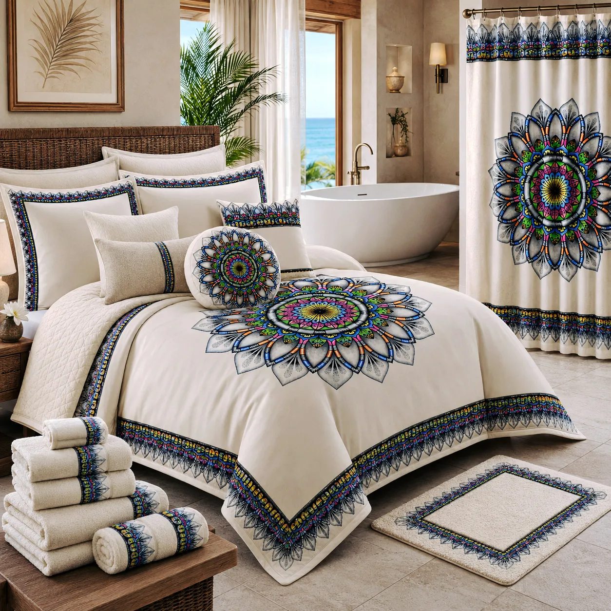 Luxury bedding featuring the Radiance design system.
