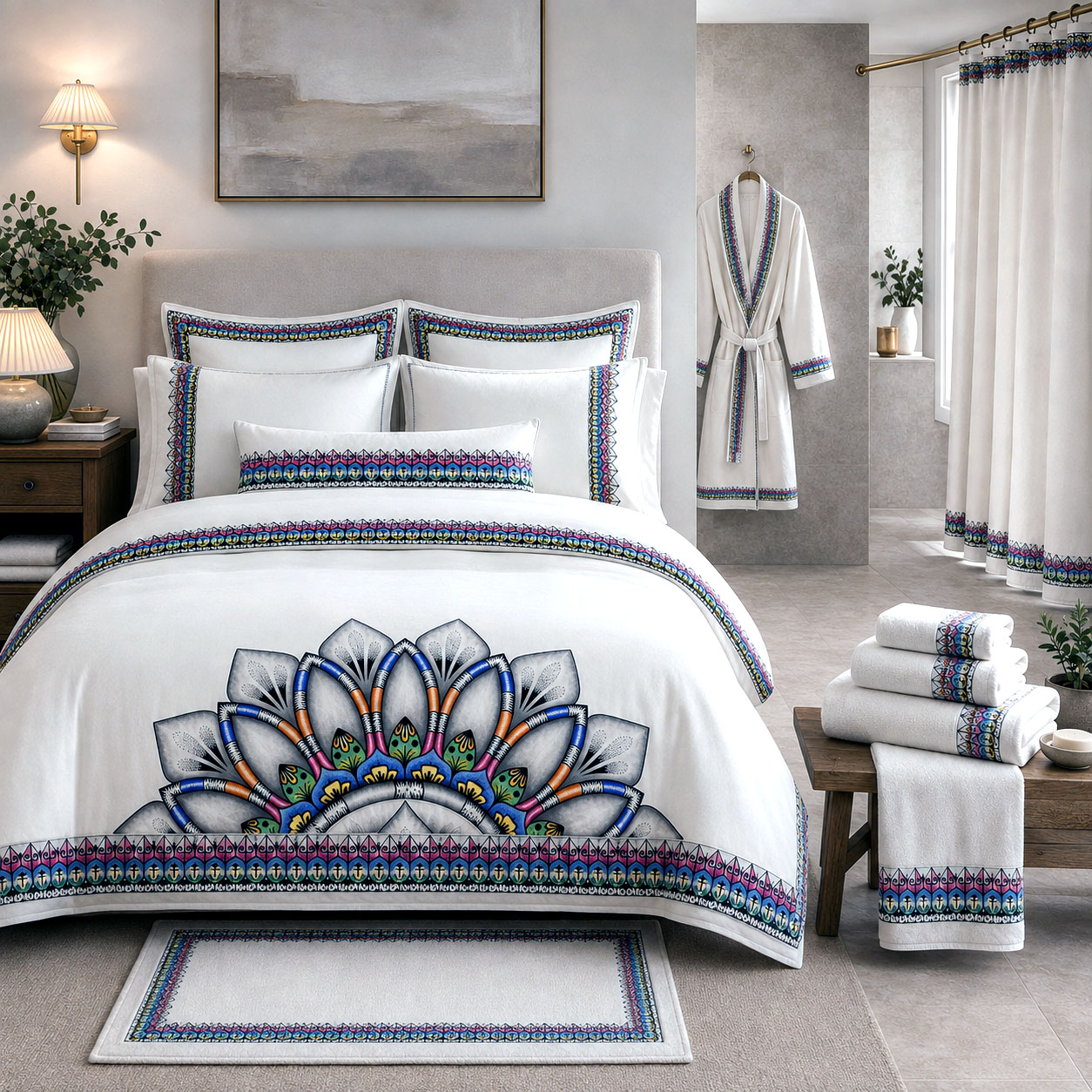 Bed and bath products featuring the Radiance design system.