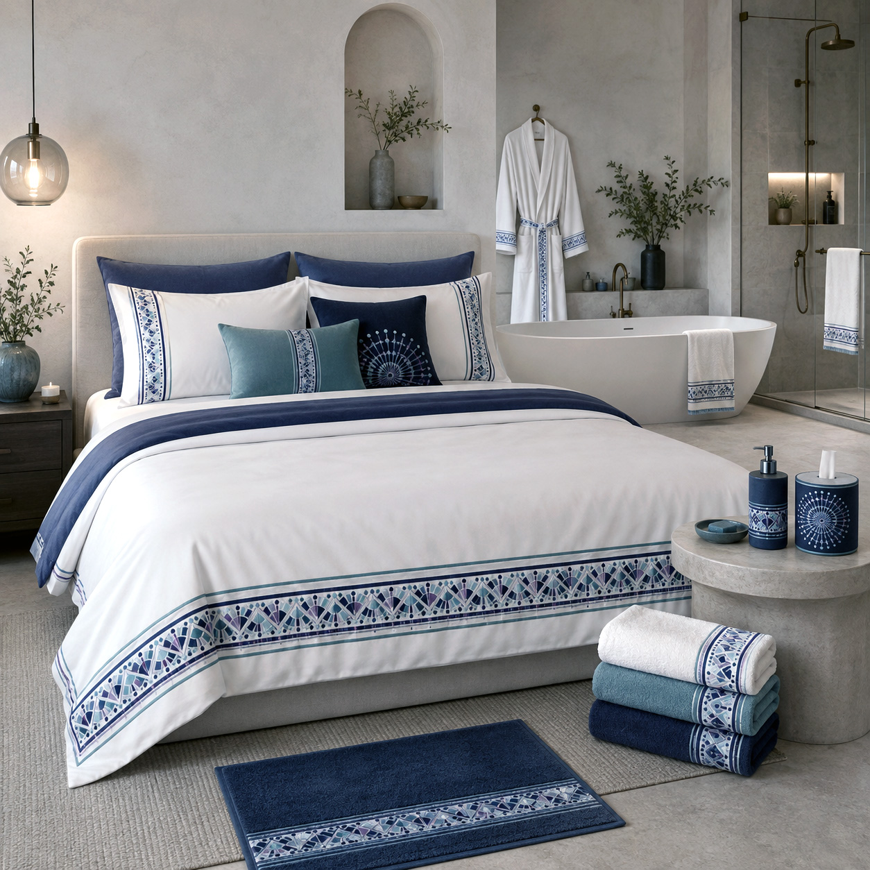Bed and bath products featuring the Spokin design system.