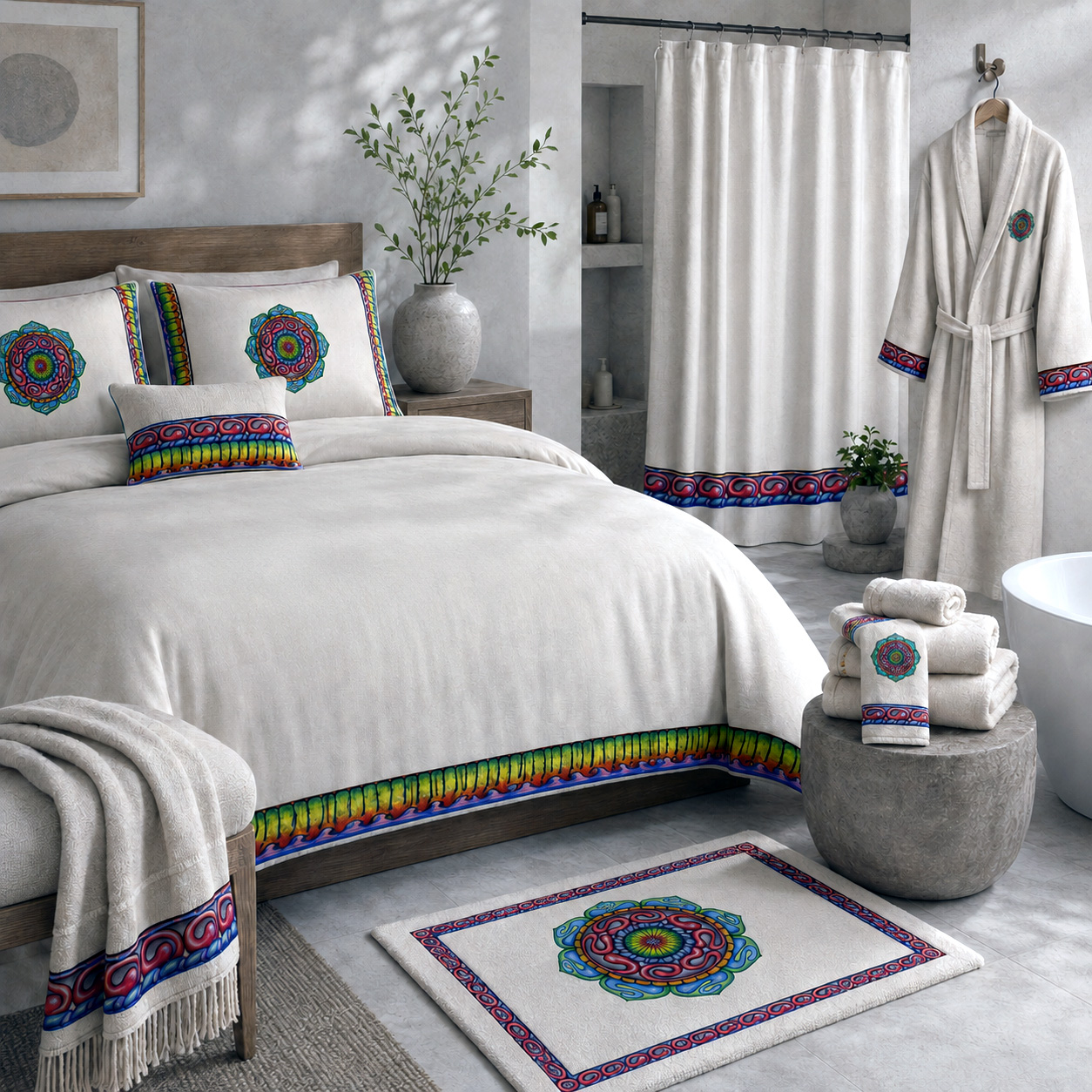 Bed and bath products featuring the Grounded Core design system.