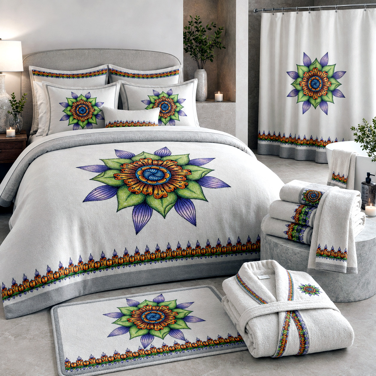 Bed and bath products featuring the Ethereal design system.