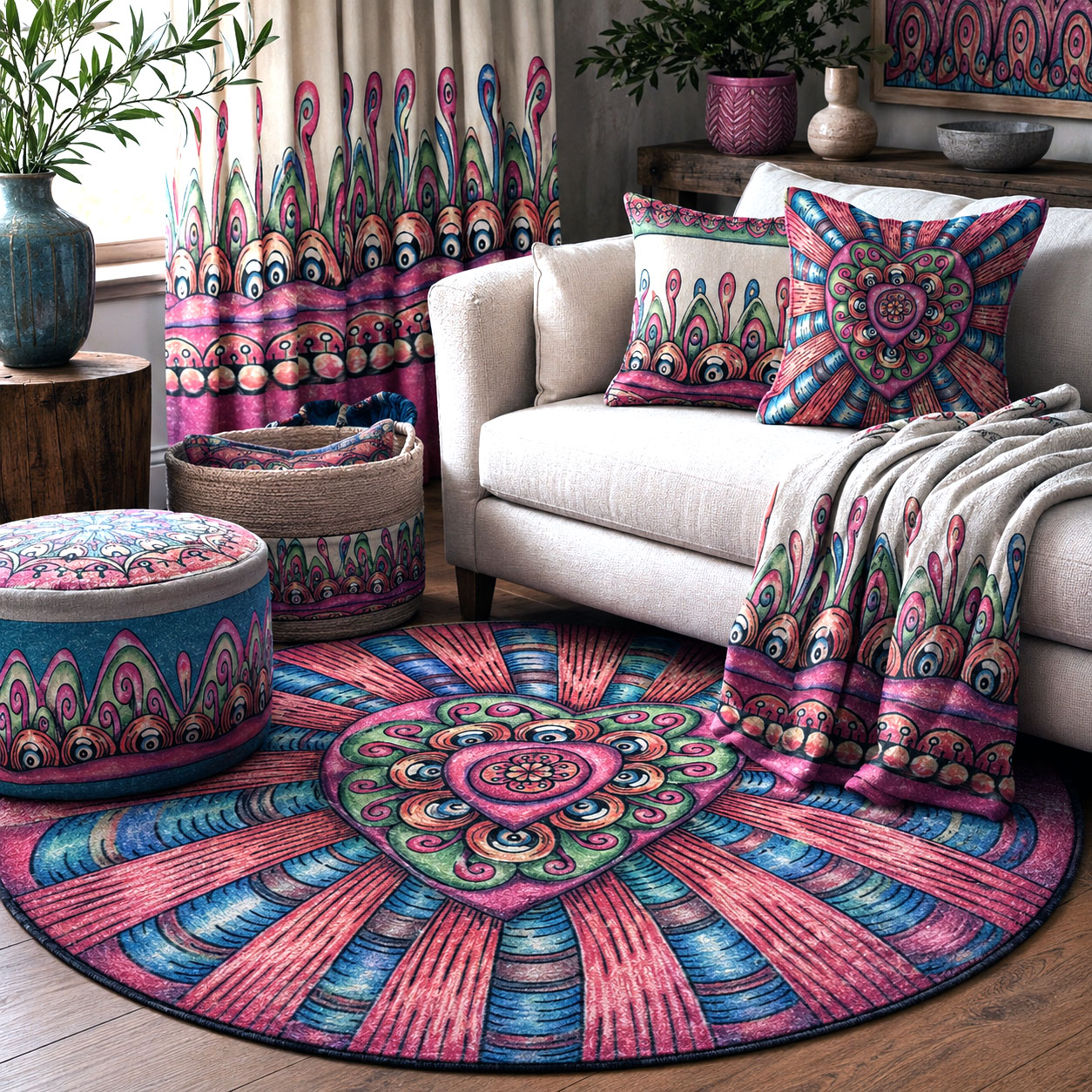Home decor featuring the Bursting Heart design system.