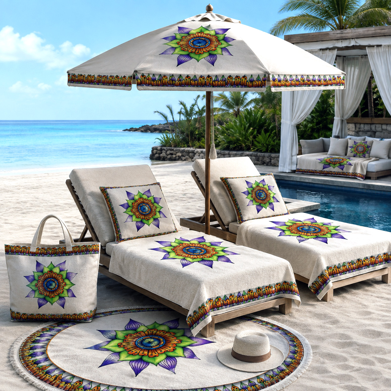 Beach and resort products featuring the Ethereal design system.