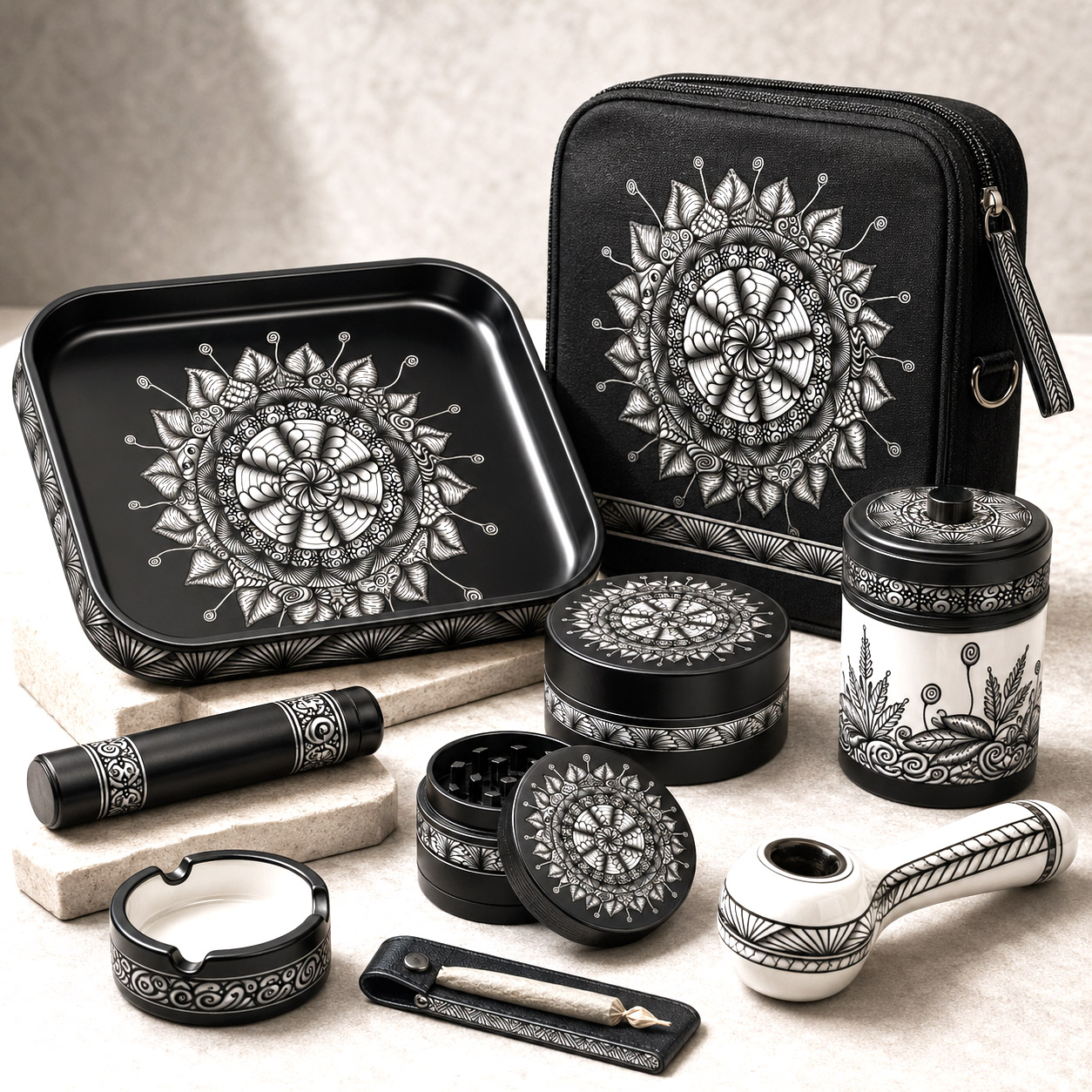 Cannabis accessories featuring the Mesmerize design system.