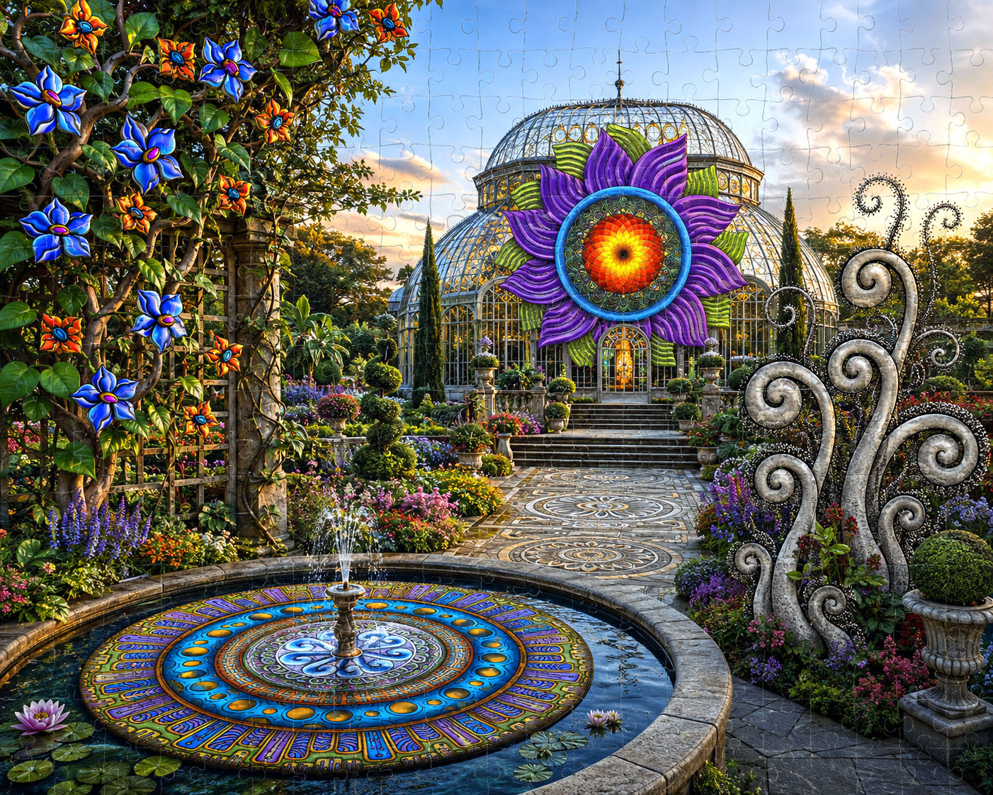Mandala Garden jigsaw puzzle concept featuring the High Life design system.