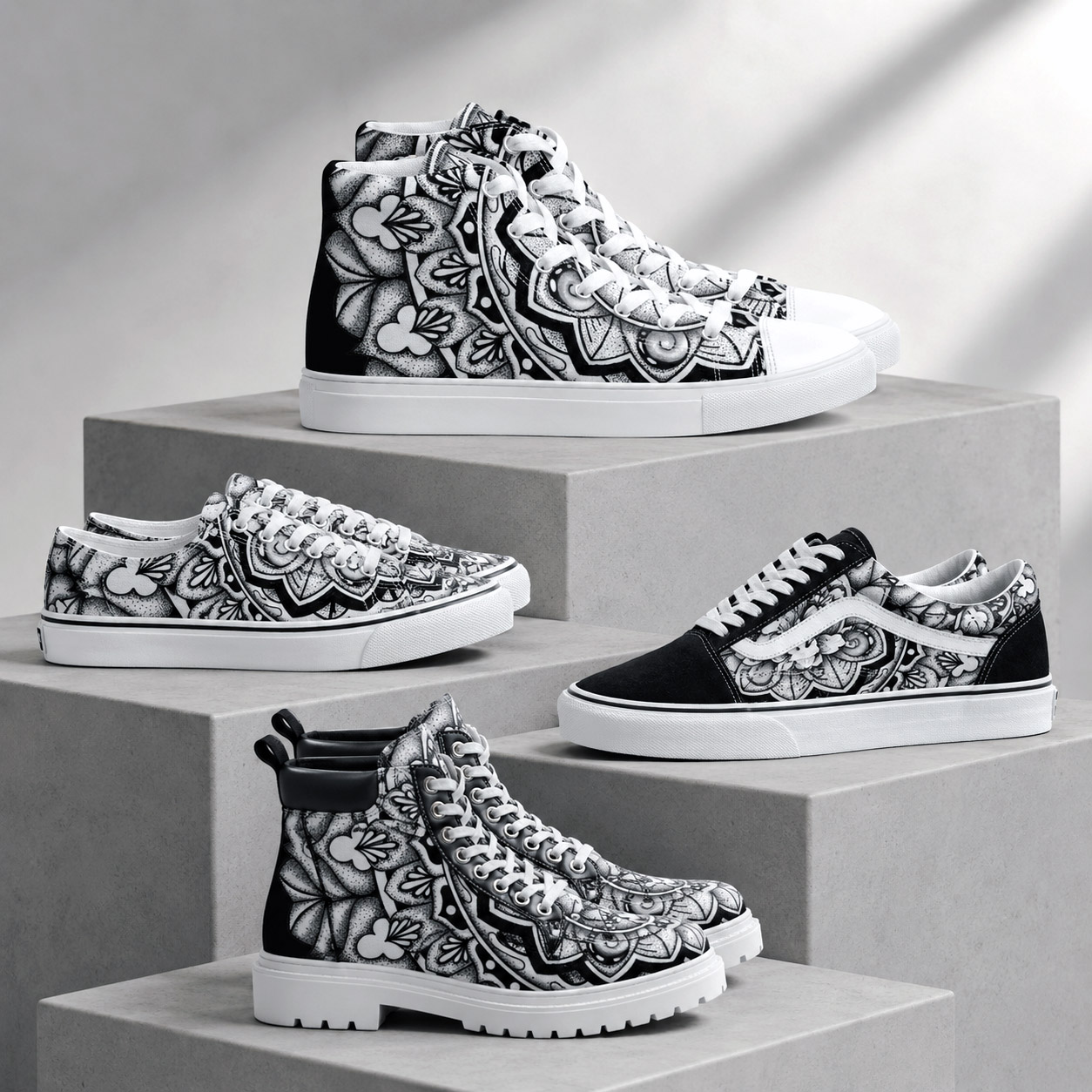 Premium footwear collection featuring the Rhythmic Pulse design system.