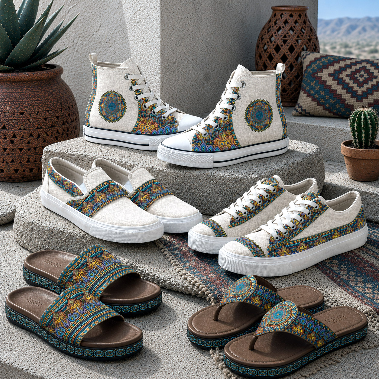 Footwear featuring the Desert Flame design system.