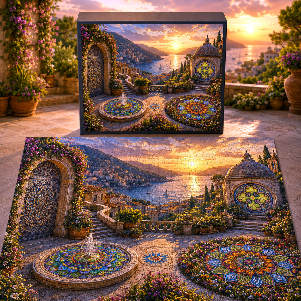 Flowstate Sanctuary jigsaw puzzle concept featuring the Emerald Dream design system.
