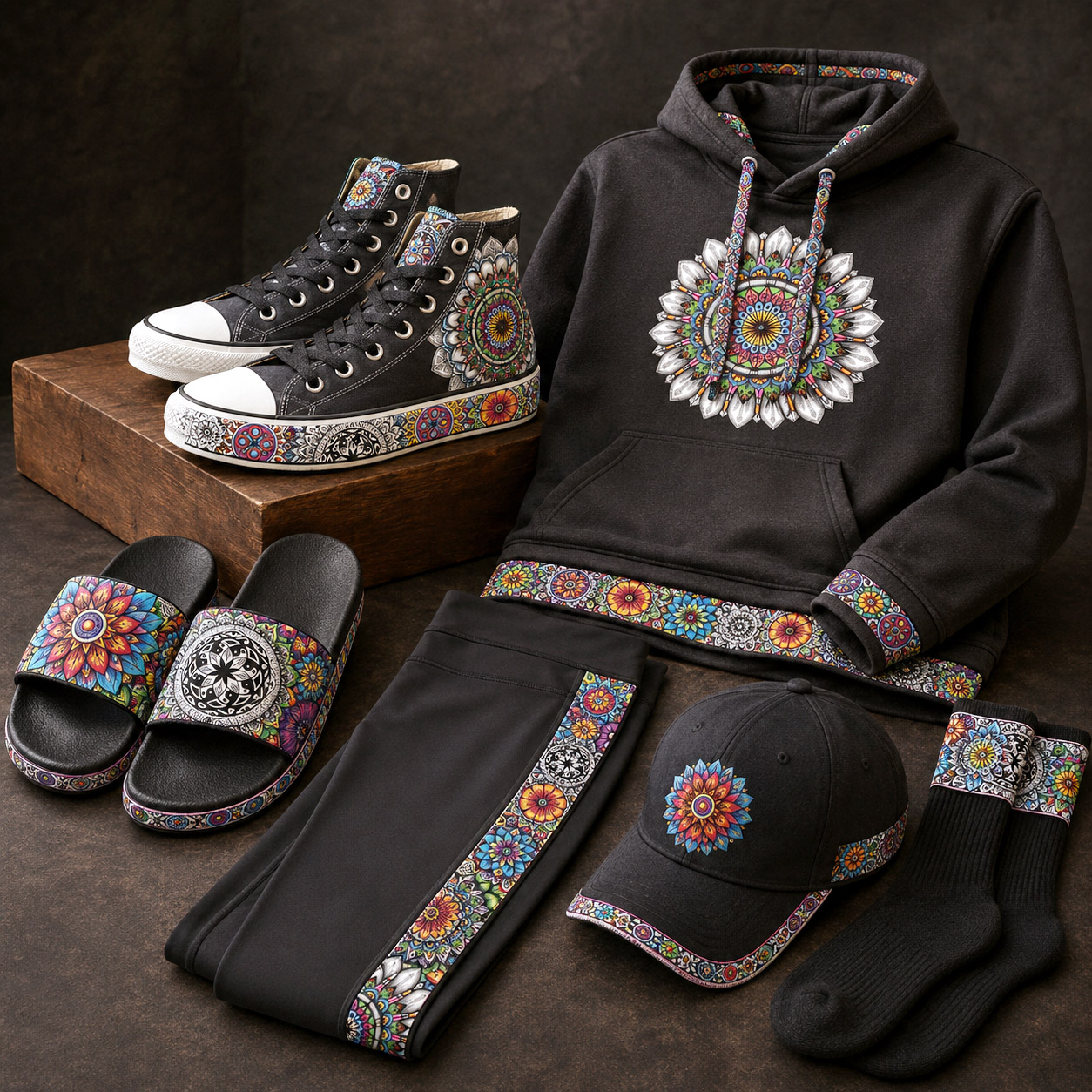 Fashion and footwear featuring Mandala Collage 1.