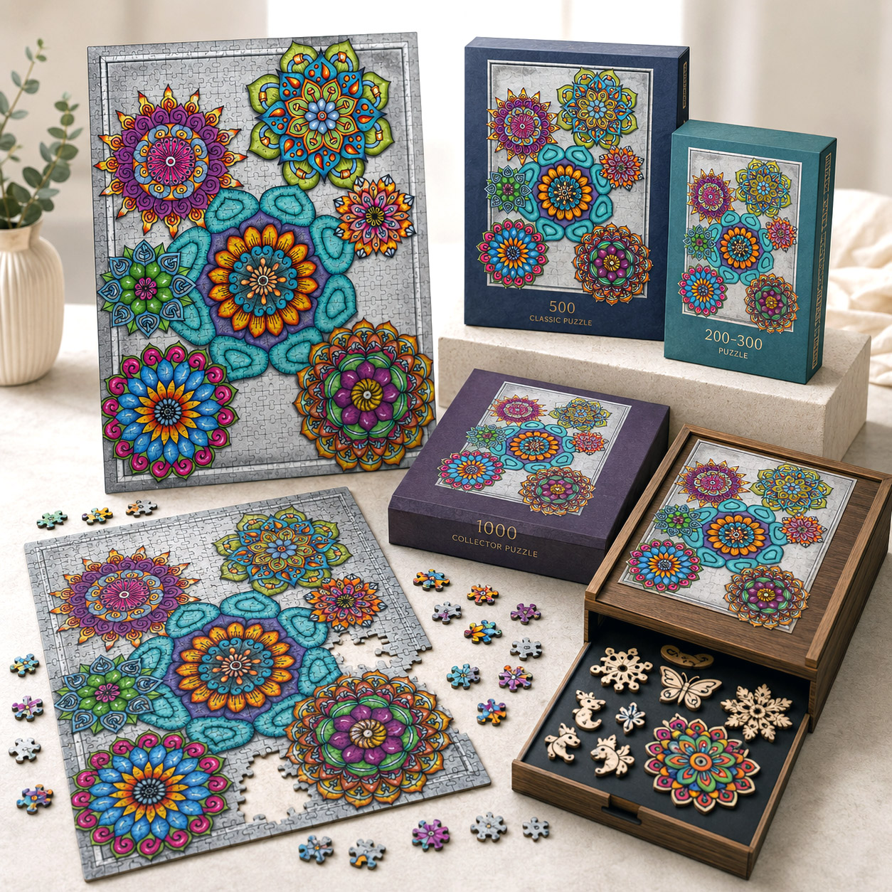 Jigsaw puzzle collection featuring Mandala Collage 4.