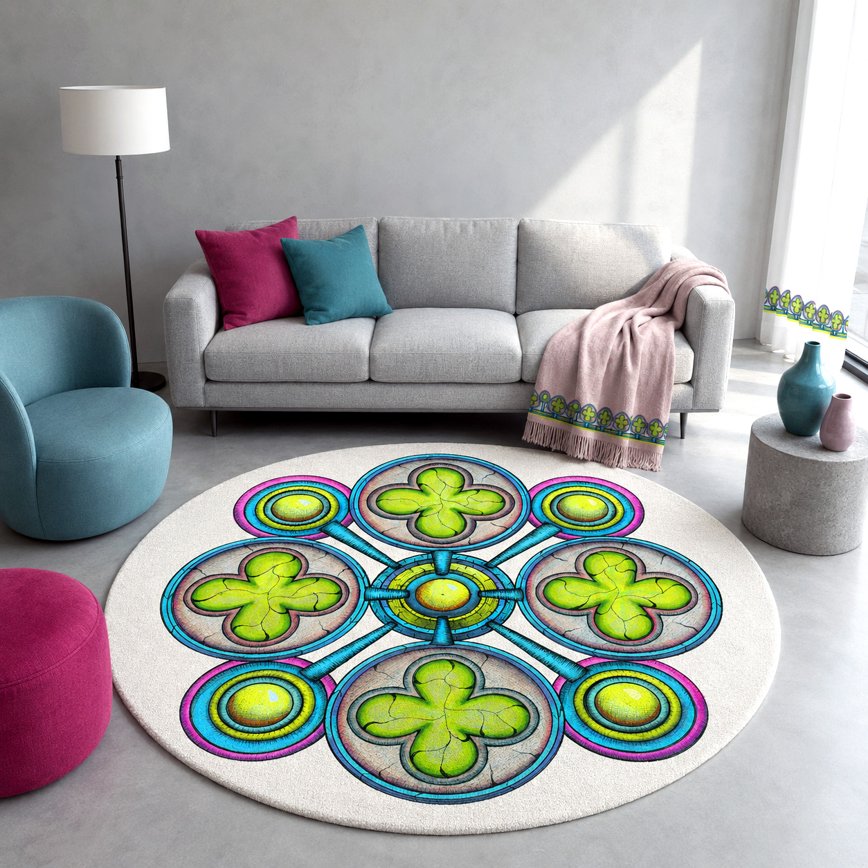 Home textiles and decor featuring the Ancestral Luck design system.